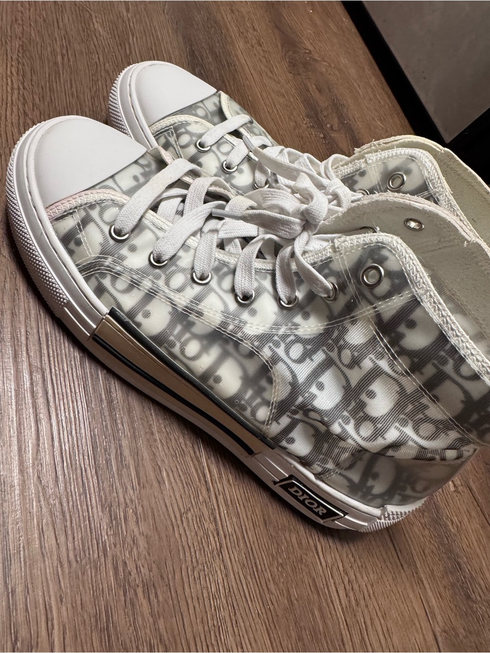 Dior Translucent Logo High-Top Sneakers in White